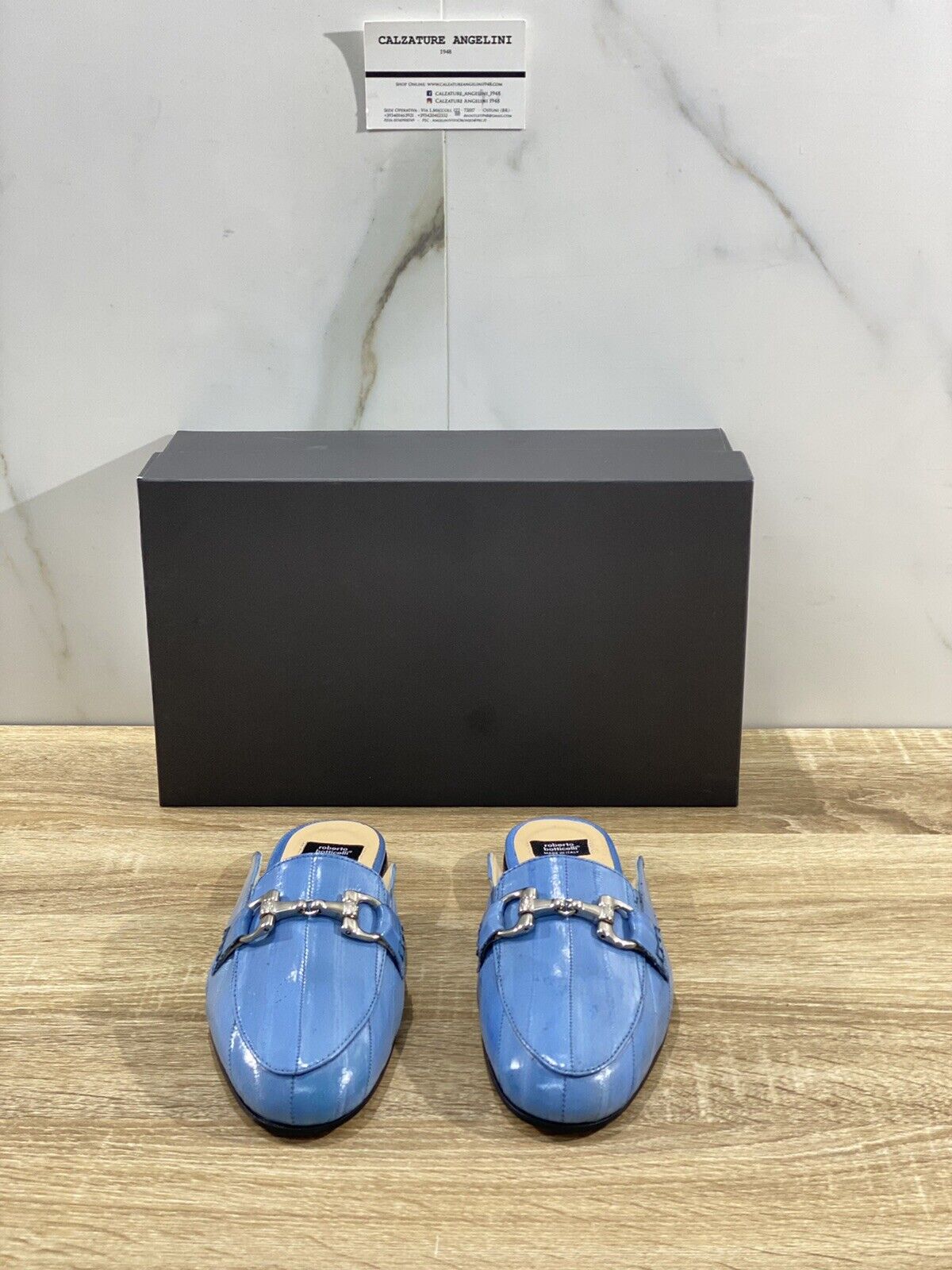 Roberto Botticelli sandalo donna in pelle Azzurro   Mules  luxury woman 37.5