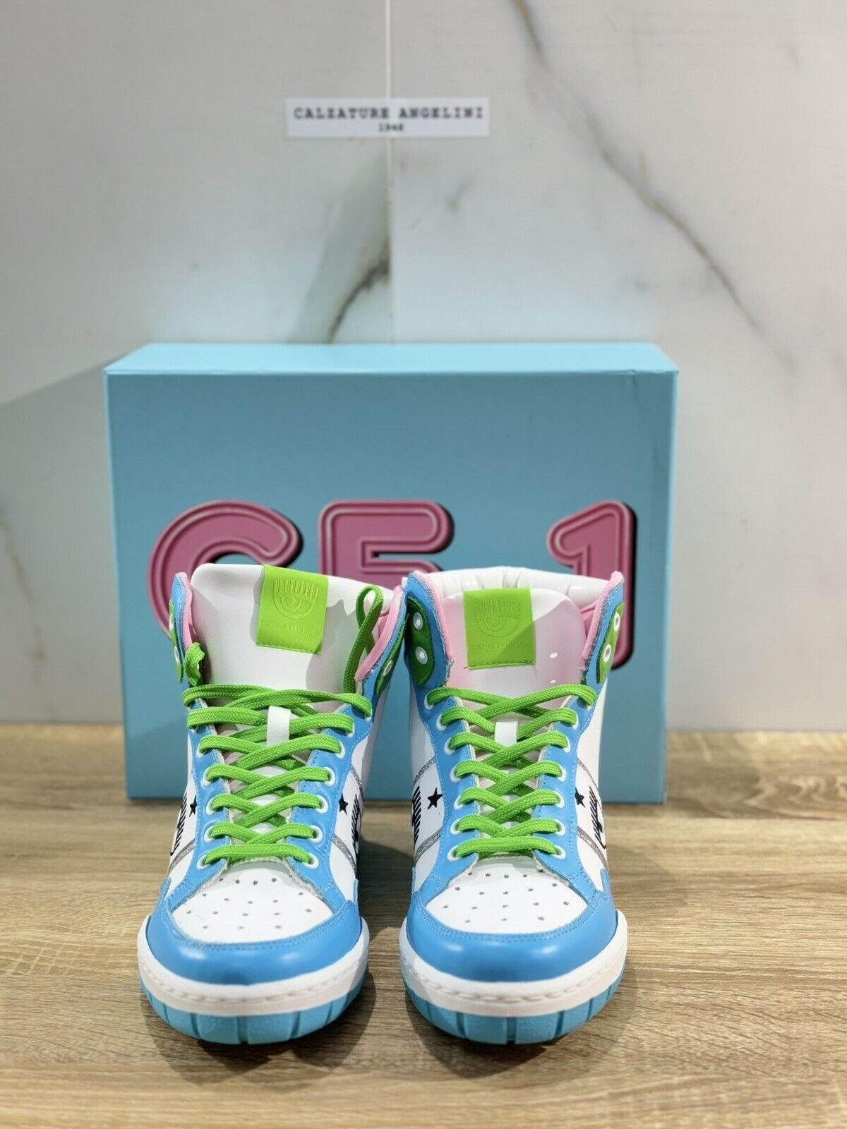 Chiara Ferragni Sneaker CF1 High Top Donna Celeste  Casual 38