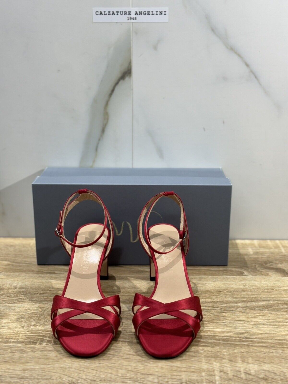 Mia Moltrasio Sandalo Donna In Raso Rosso   Luxury Handmade Sandal 37