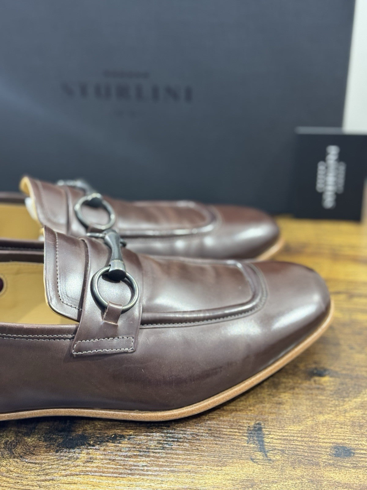 Sturlini Firenze Mocassino  Uomo Pelle Marrone Luxury Craftmanship Men Loafer 41