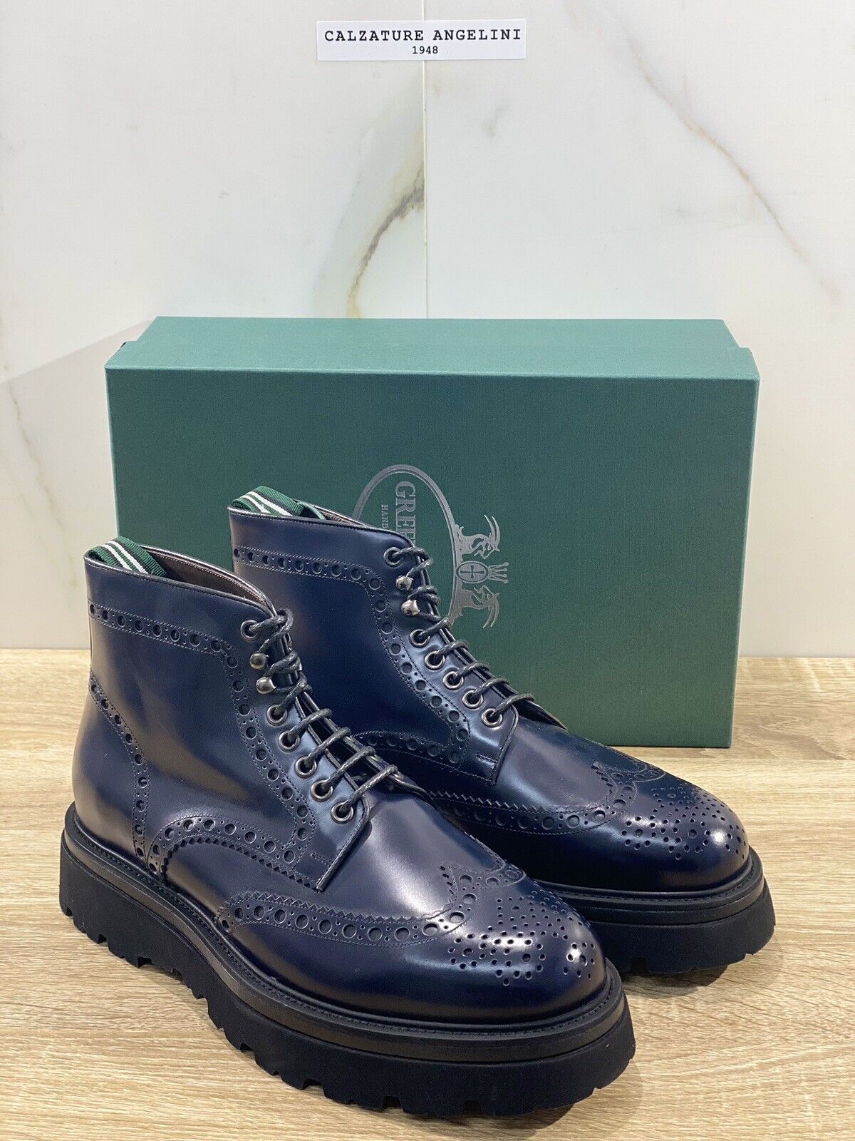 Green George Polacco uomo Pelle Blu Polish Binder Extra Light boot 42