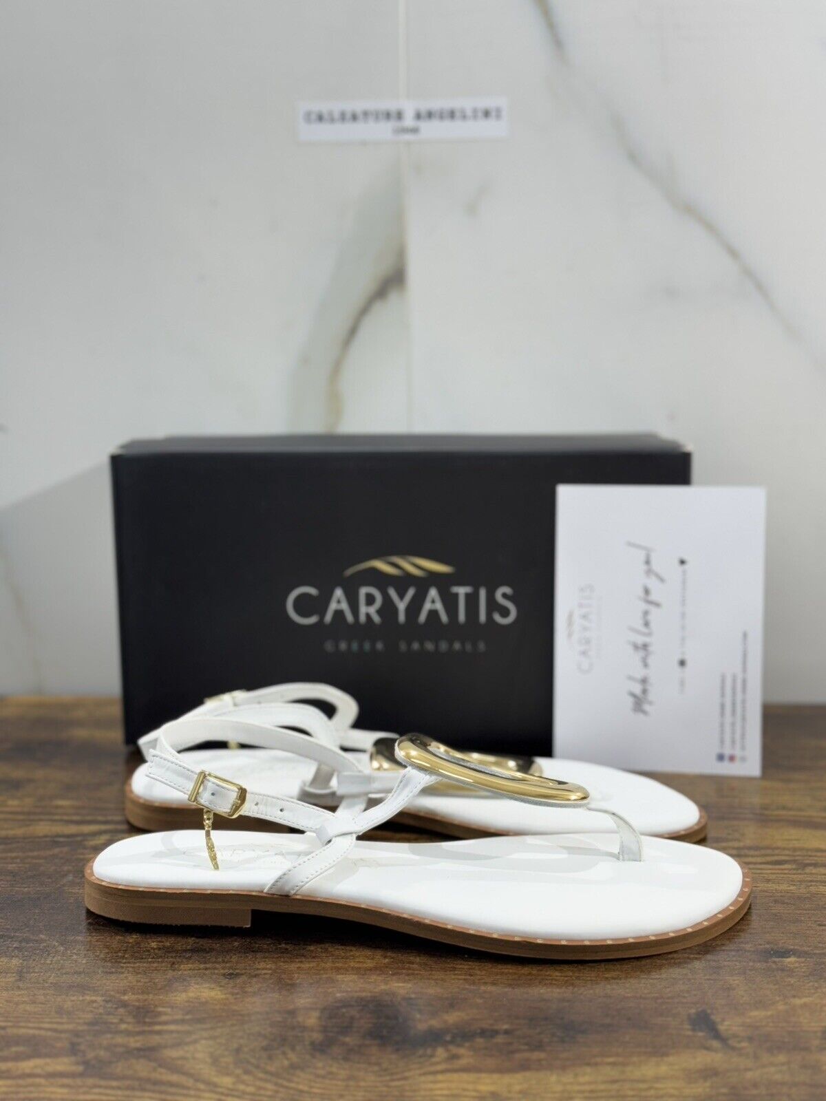 Caryatis Greek Sandal Donna Pelle Bianco Casual Original Greek Sandal 41