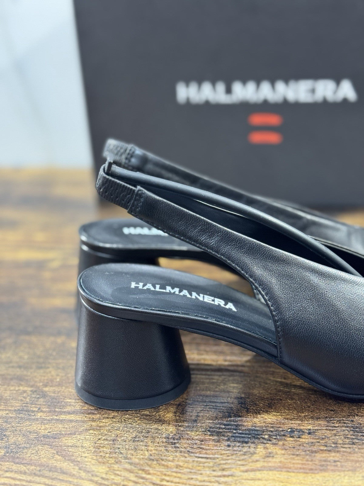Halmanera Sling Back Pelle Nera Con Tacco Causal Halmanera Donna 36