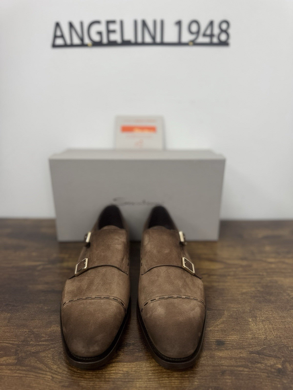 Santoni Double  Buckle Goodyear  Suede Brown   Luxury Scarpa Santoni Uomo 42.5