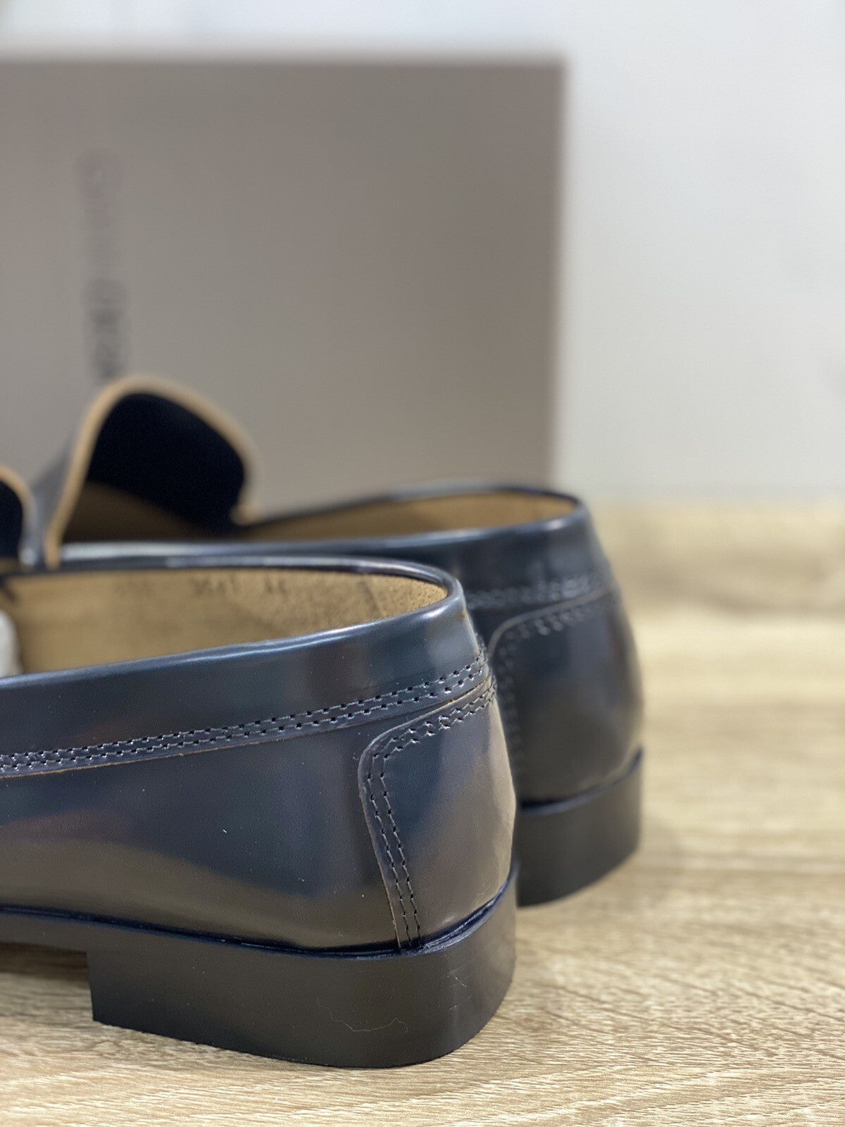 Gianni De Simone Mocassino Uomo Pelle Blu Polish Made In Italy 44