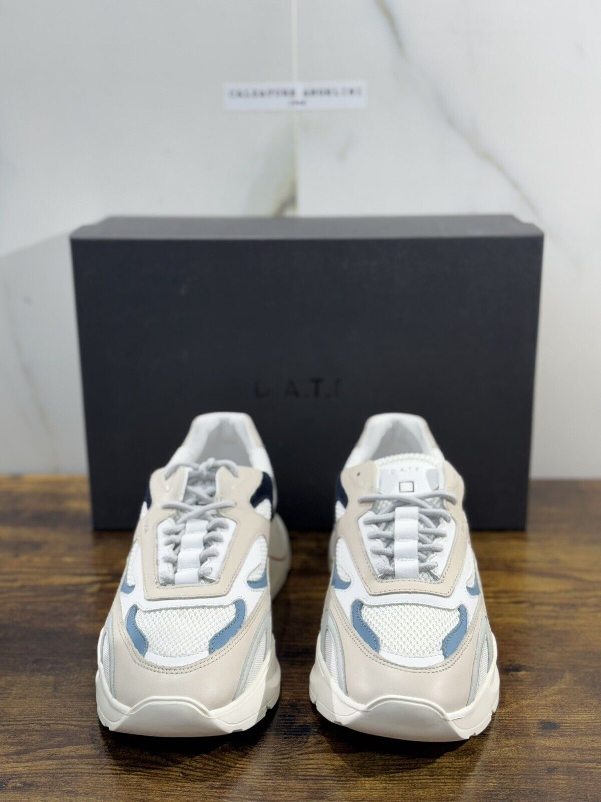 D.A.T.E Fuga Dragon White Blue  Uomo  sneaker Suede   Casual Shoes 43