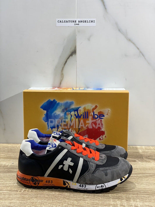 Premiata Sneaker Bambino Modello Sky Suede Nero Grigio Casual Premiata 31