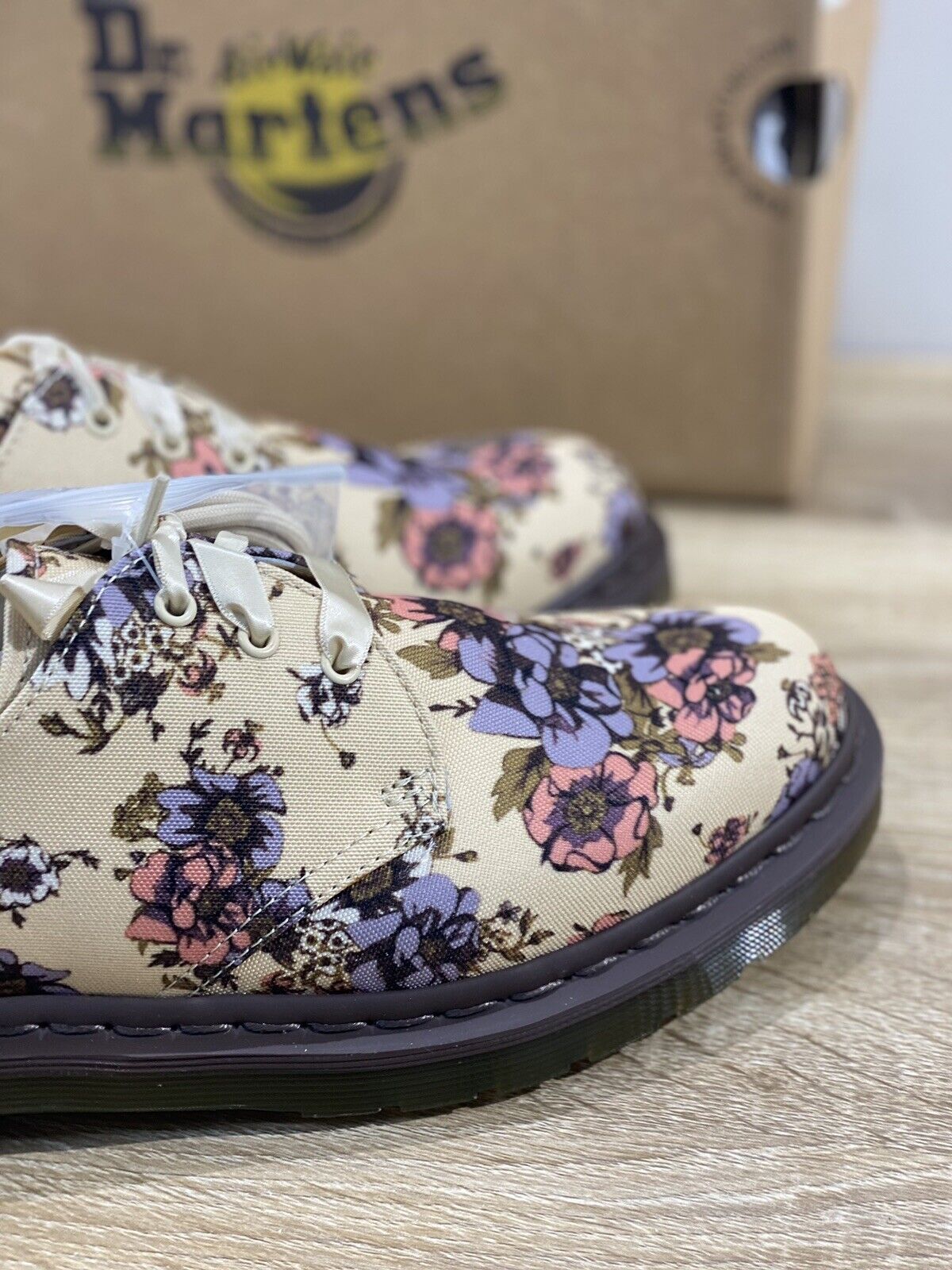 Dr Martens Lester beige floral canvas scarpa Donna original 40