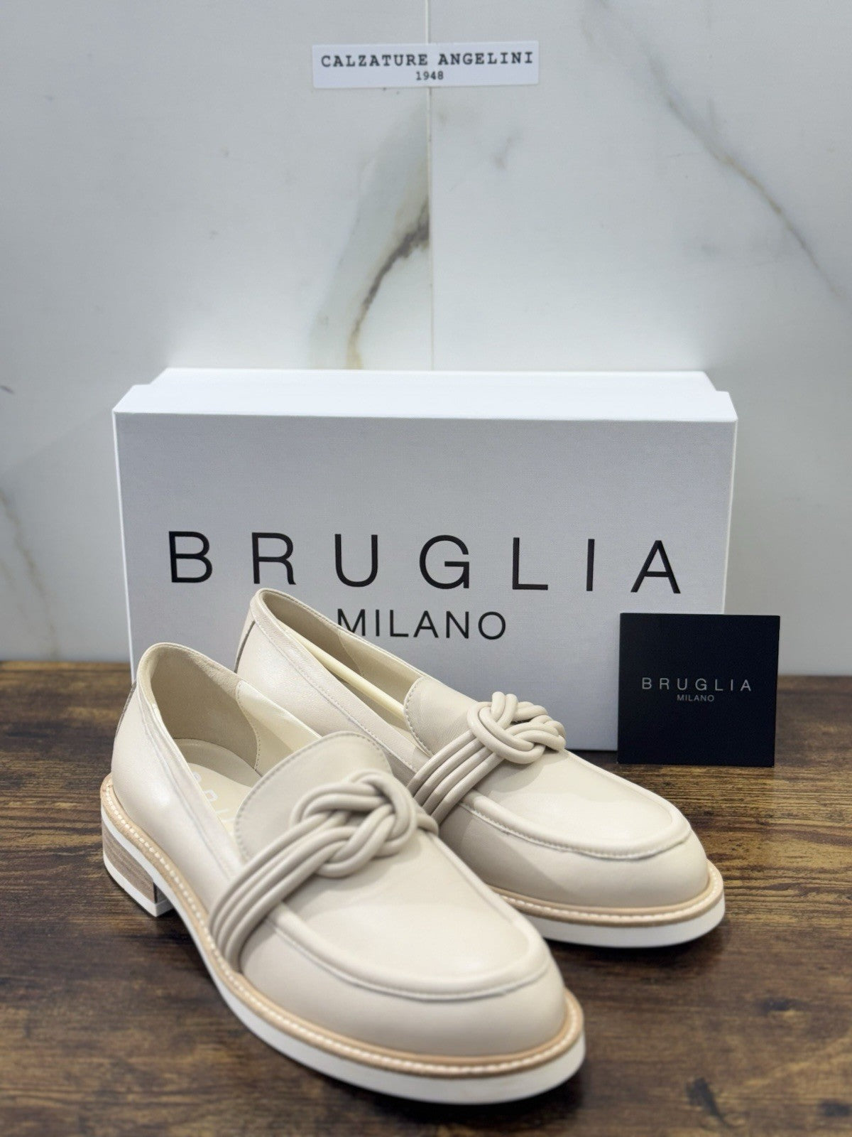 Bruglia Milano Mocassino Beige Pelle  Top Quality Scarpe Donna 41
