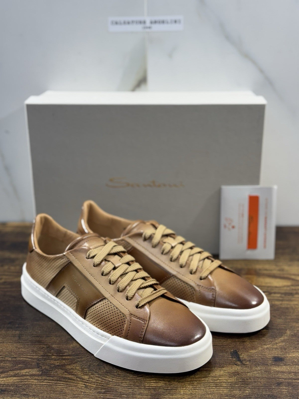 Santoni Sneaker DBS  Pelle Pelle Beige    Luxury Santoni Scarpe Uomo 42