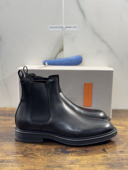 Henderson Baracco Chelsea Boot  Pelle Nero Luxury Handmade  Uomo 42