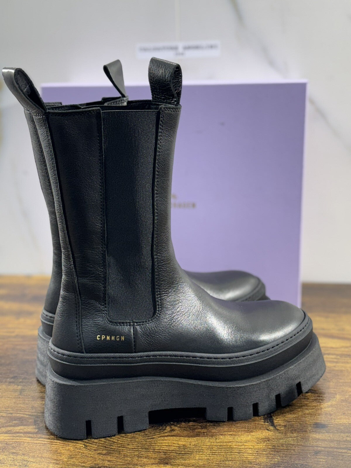 Copenhagen Chelsea Boot Combat Donna Pelle Waxed Nero  Casual Boot 39
