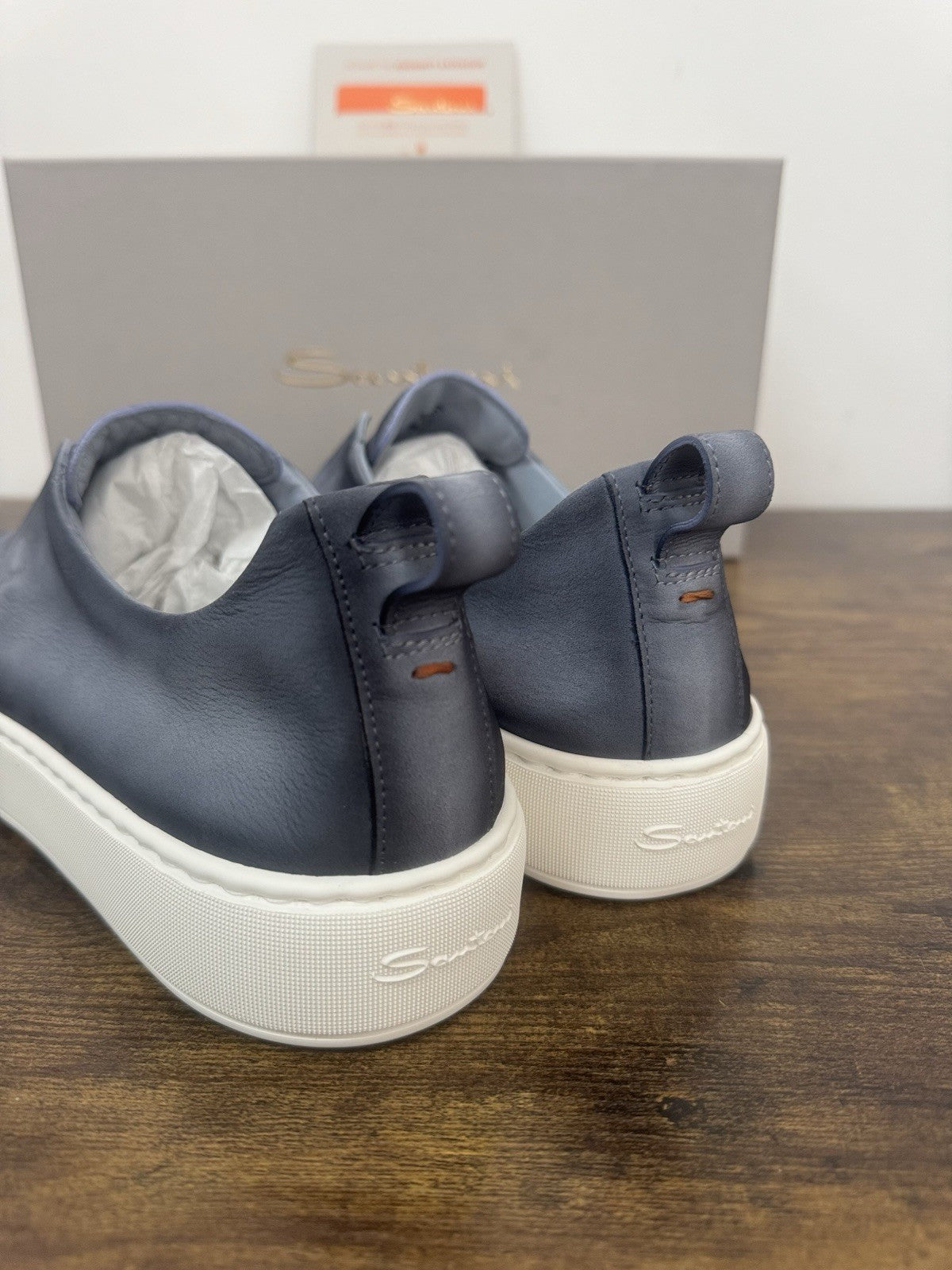 Santoni Slip On Suede Light Blue Casual Luxury Santoni Uomo 41