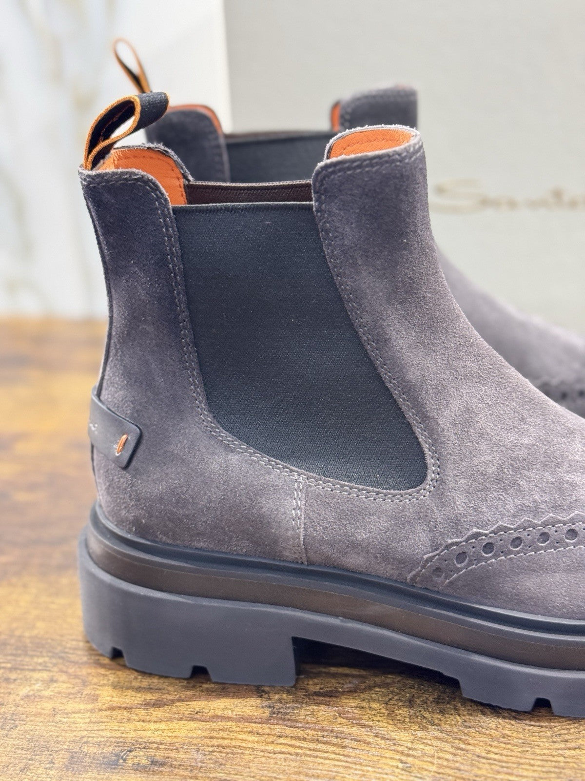 Santoni Chelsea Boot Commando   Suede Dark Grey   Luxury Santoni Uomo 41.5