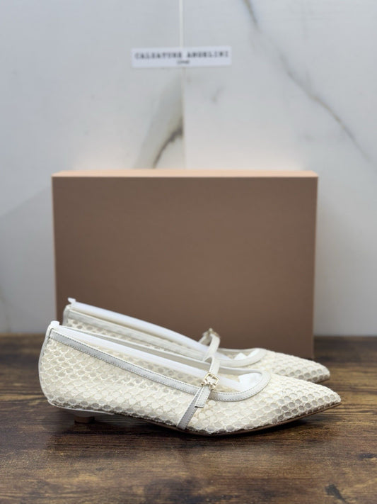 Sergio Levantesi Ballerina Flora Rete Panna    Luxury Woman Scarpa 39