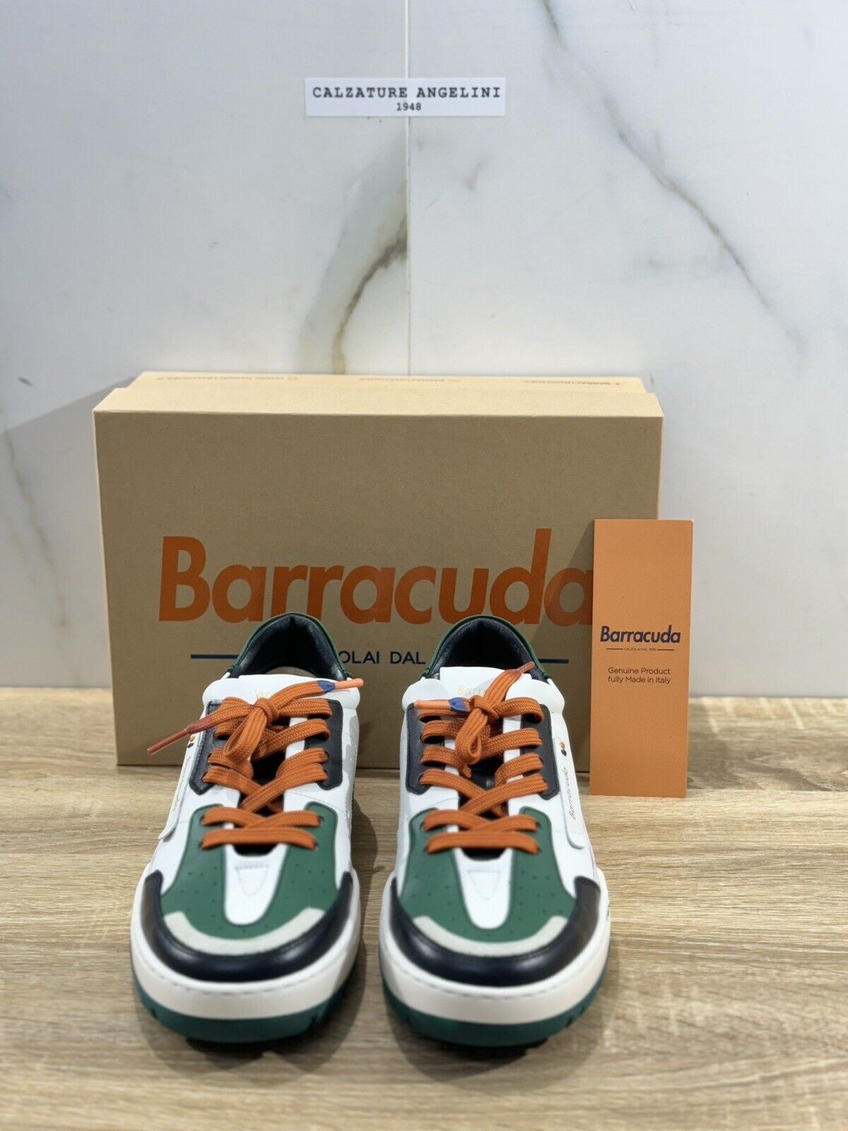 Barracuda Sneaker Uomo Pelle Verde Bianca   Fully Made In Italy  Casual 41