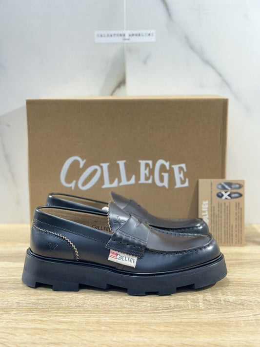 College Scarpa Uomo Mocassino Pelle Nero Extra Light Luxury Men Shoes 43