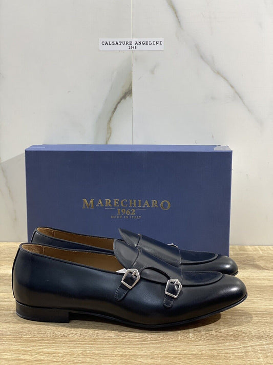 Marechiaro 1962 Mocassino Uomo Double Buckle Fully Made In Italy Pelle Nero 44