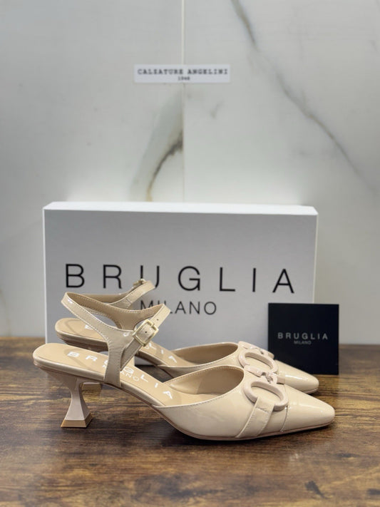 Bruglia Milano Slingback Beige Con Tacco Top Quality Scarpe Donna 39