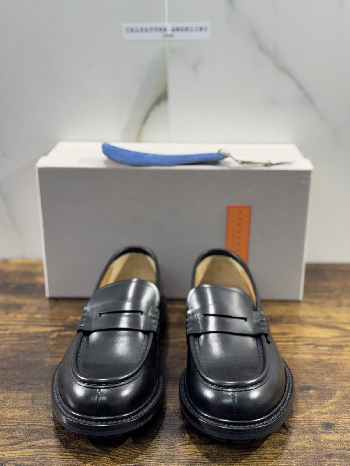 Henderson Baracco Mocassino Pelle Nero Luxury Handmade Commando Uomo 42