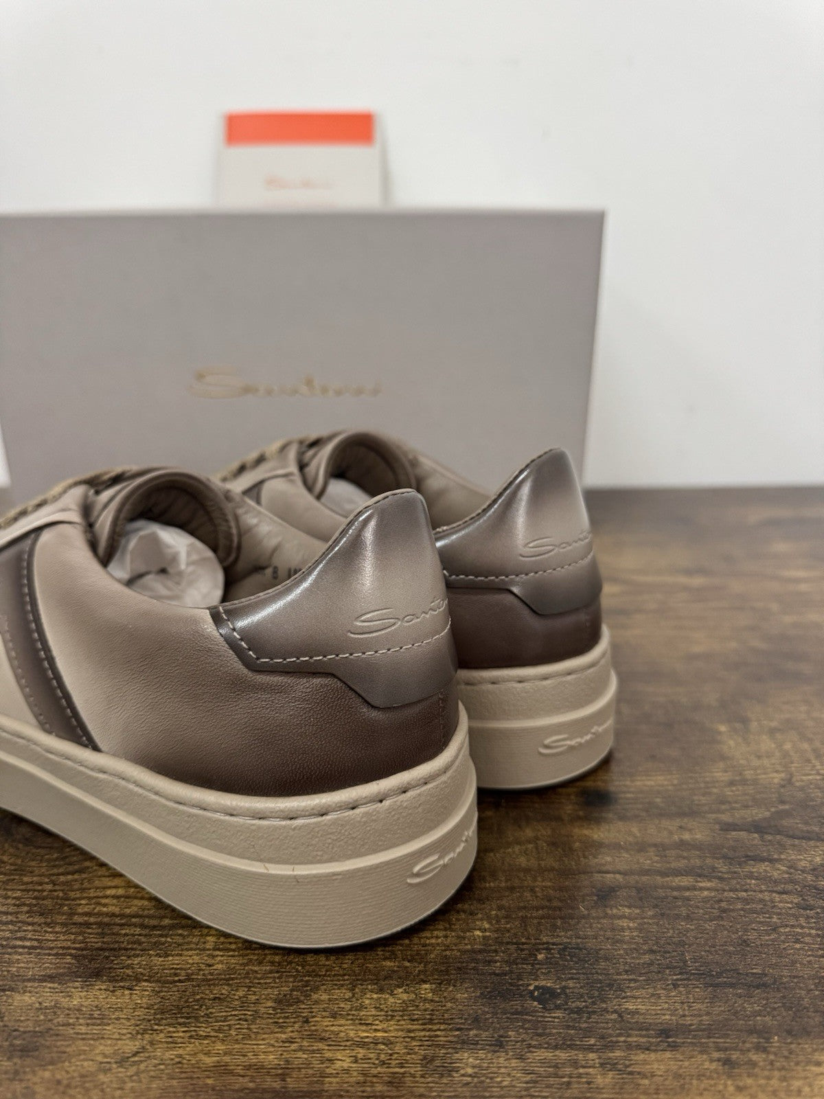 Santoni Sneaker Pelle Marrone Luxury Scarpa Santoni Uomo 41.5