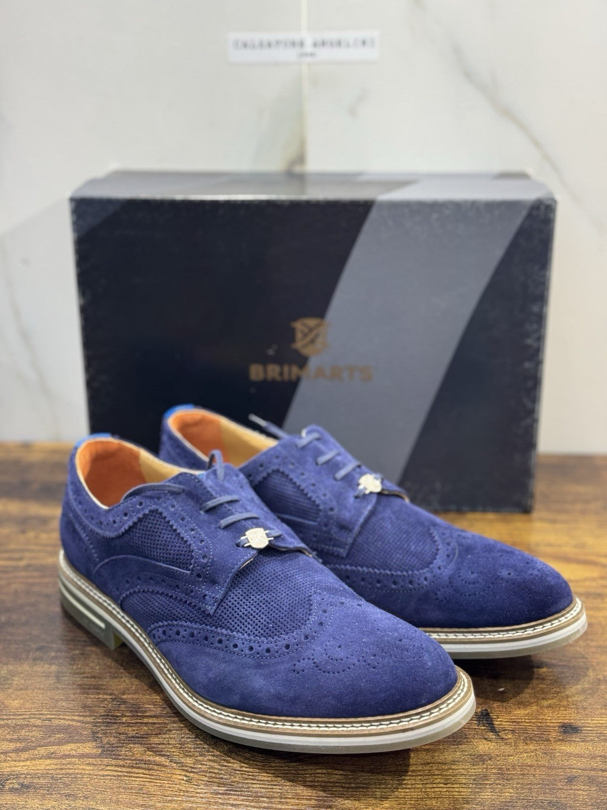 Brimarts Stringata  Uomo Suede Blu  Casual Men Shoe 46