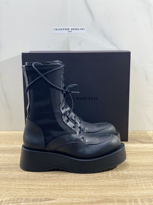 Paloma Barcelo’ Anfibio Combat donna Lamar pelle nera luxury Boot 40