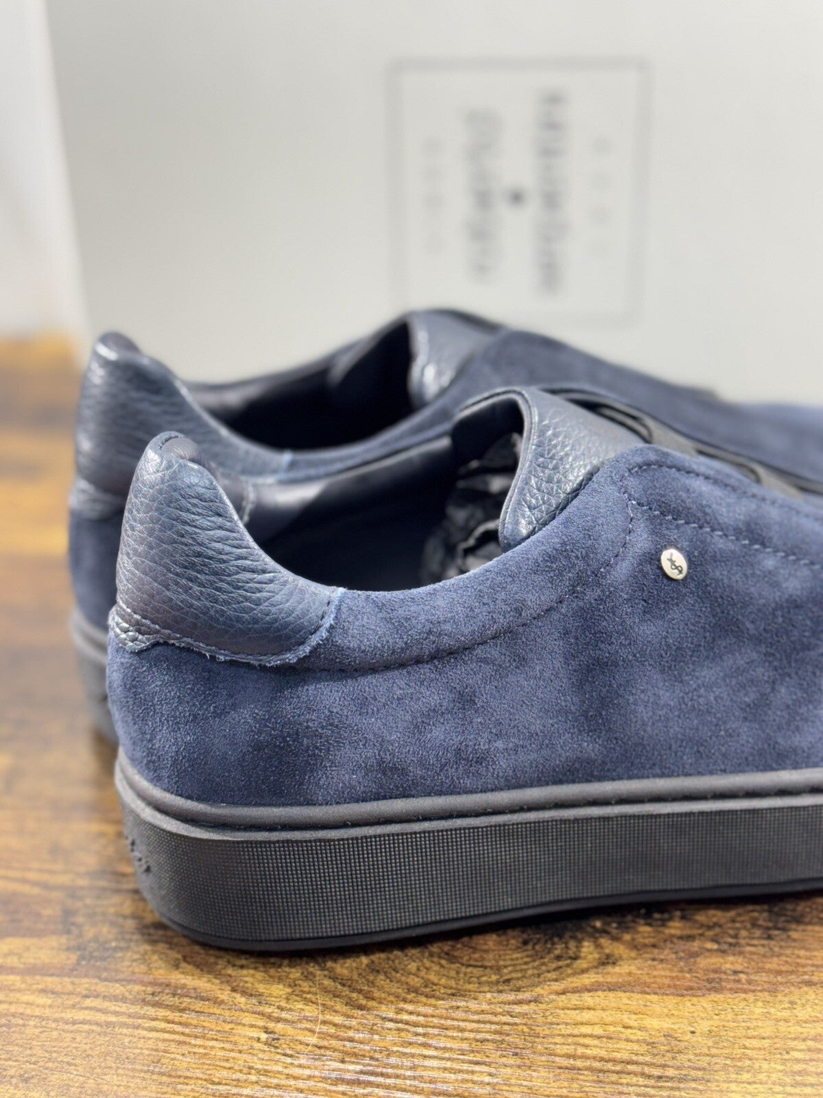 Roberto Serpentini Slip On  Pelle Blu Suede  Luxury Handmade Men Shoes 44