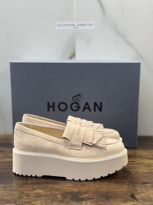 Hogan Mocassino H355 Suede Light Pink Extra Light Zeppa Casual Hogan Donna 35.5