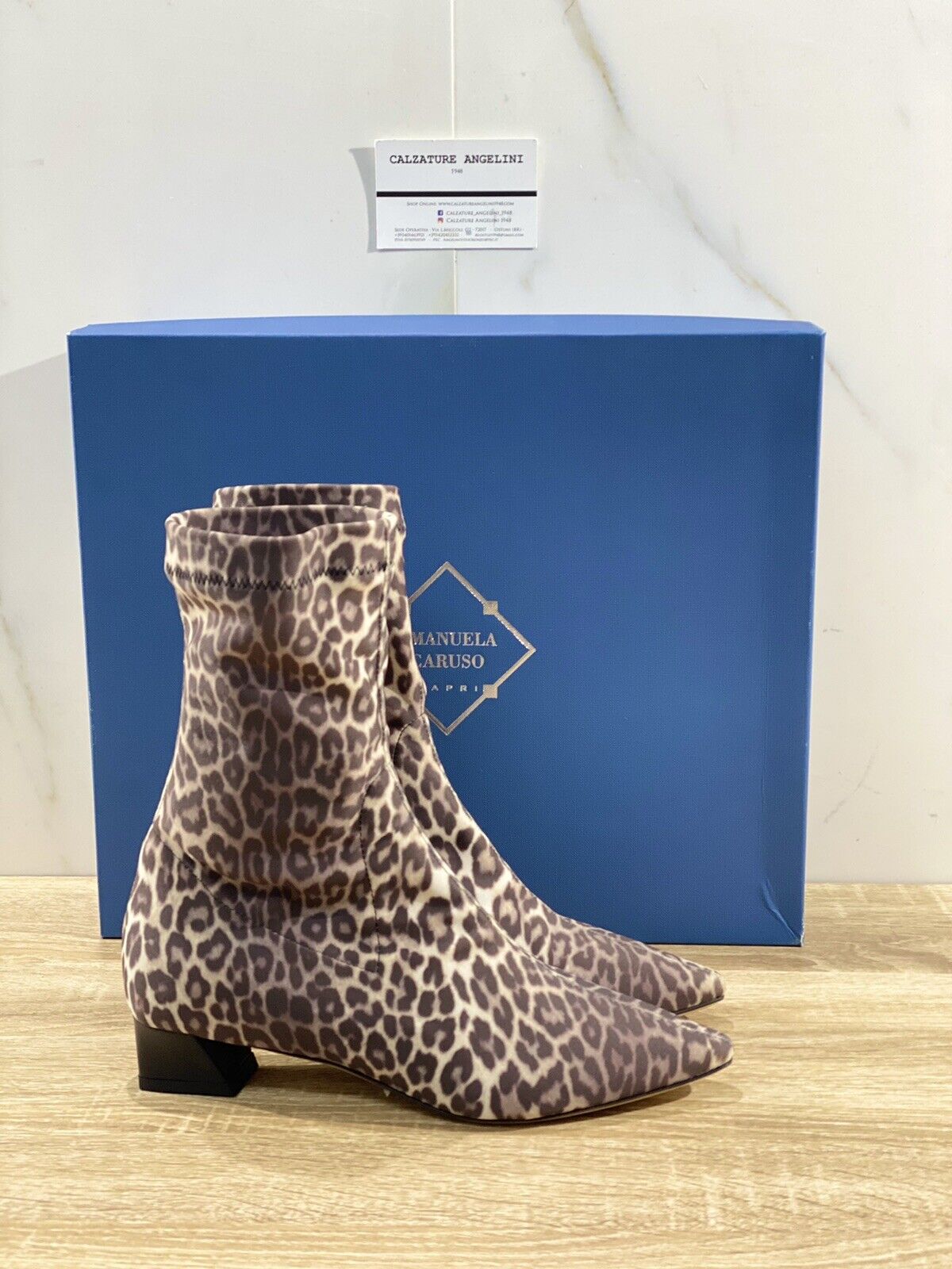 Emanuela Caruso Capri Stivaletto In Lycra Leopardato Luxury Boot 36