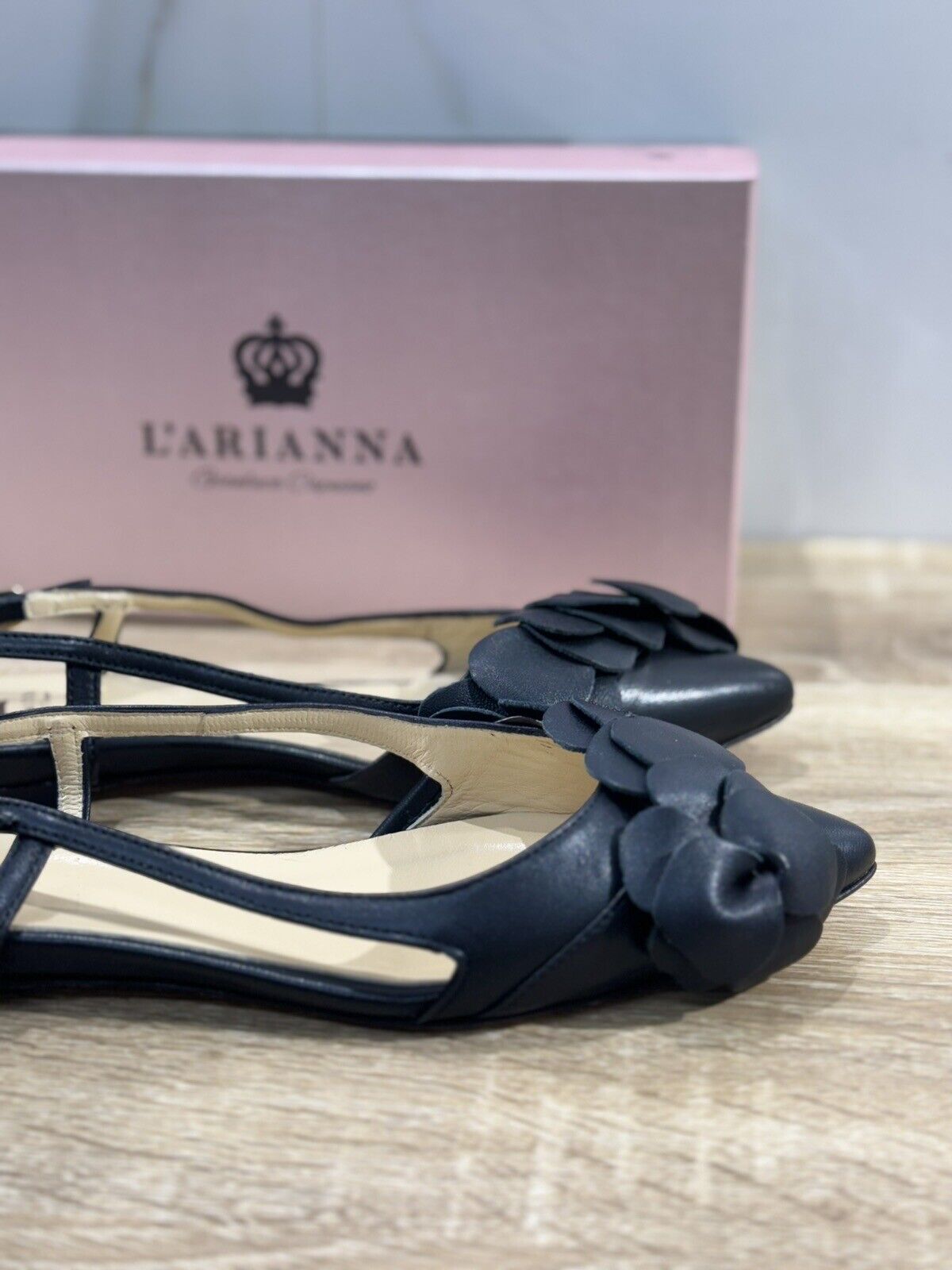 L’ARIANNA Scarpa Donna Sling Back Pelle Nera  Made In Italy 37