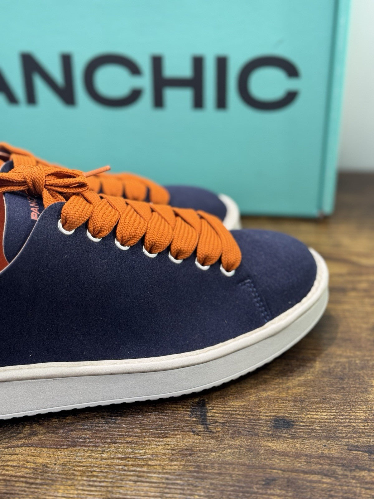 Panchic Lace Up Scarpa Suede Microfibra  Blu Casual Uomo 42