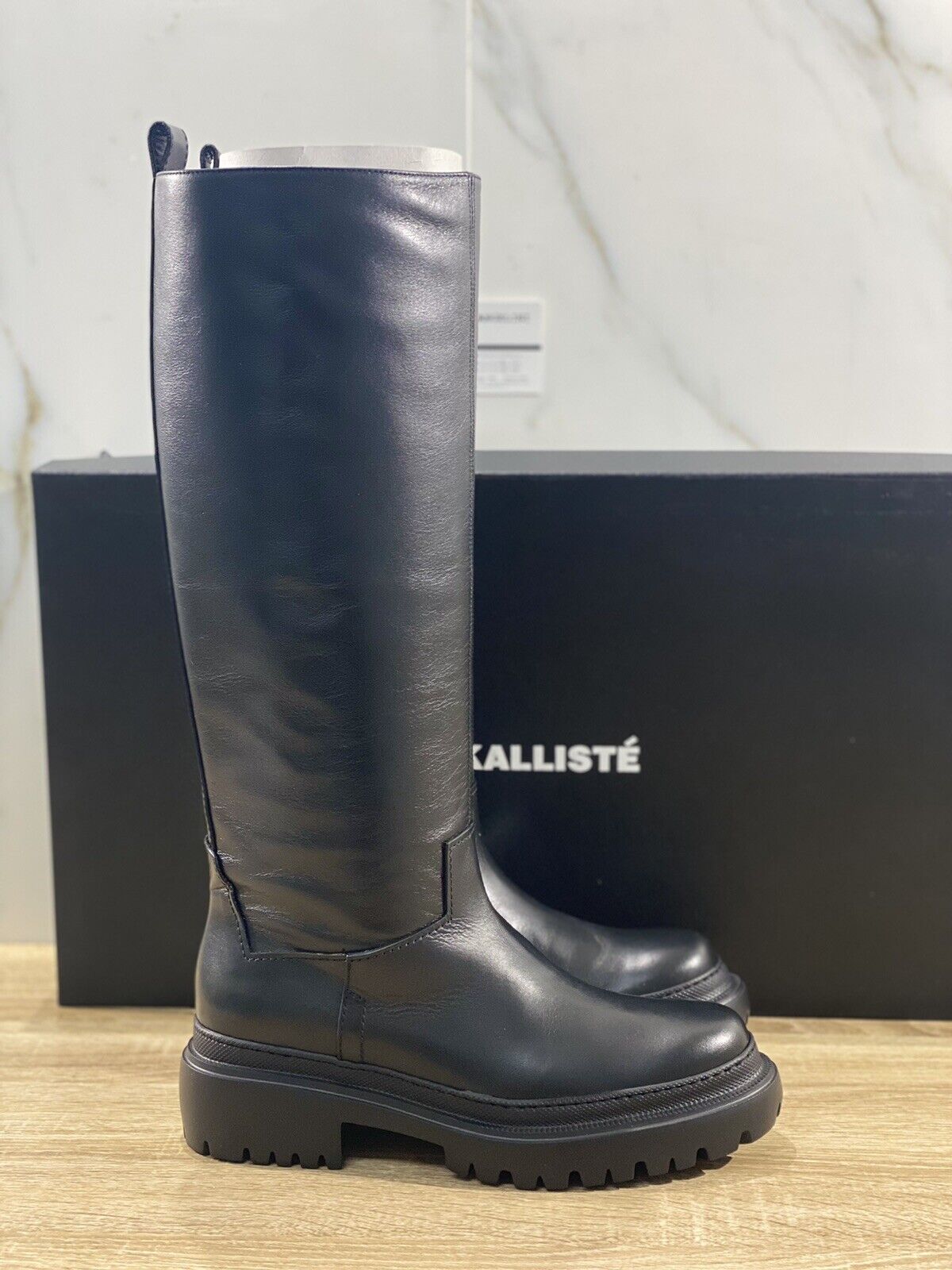 Kalliste’ Stivale A Tubo Donna KS5506 In Pelle Nera Luxury Woman Boot 38.5