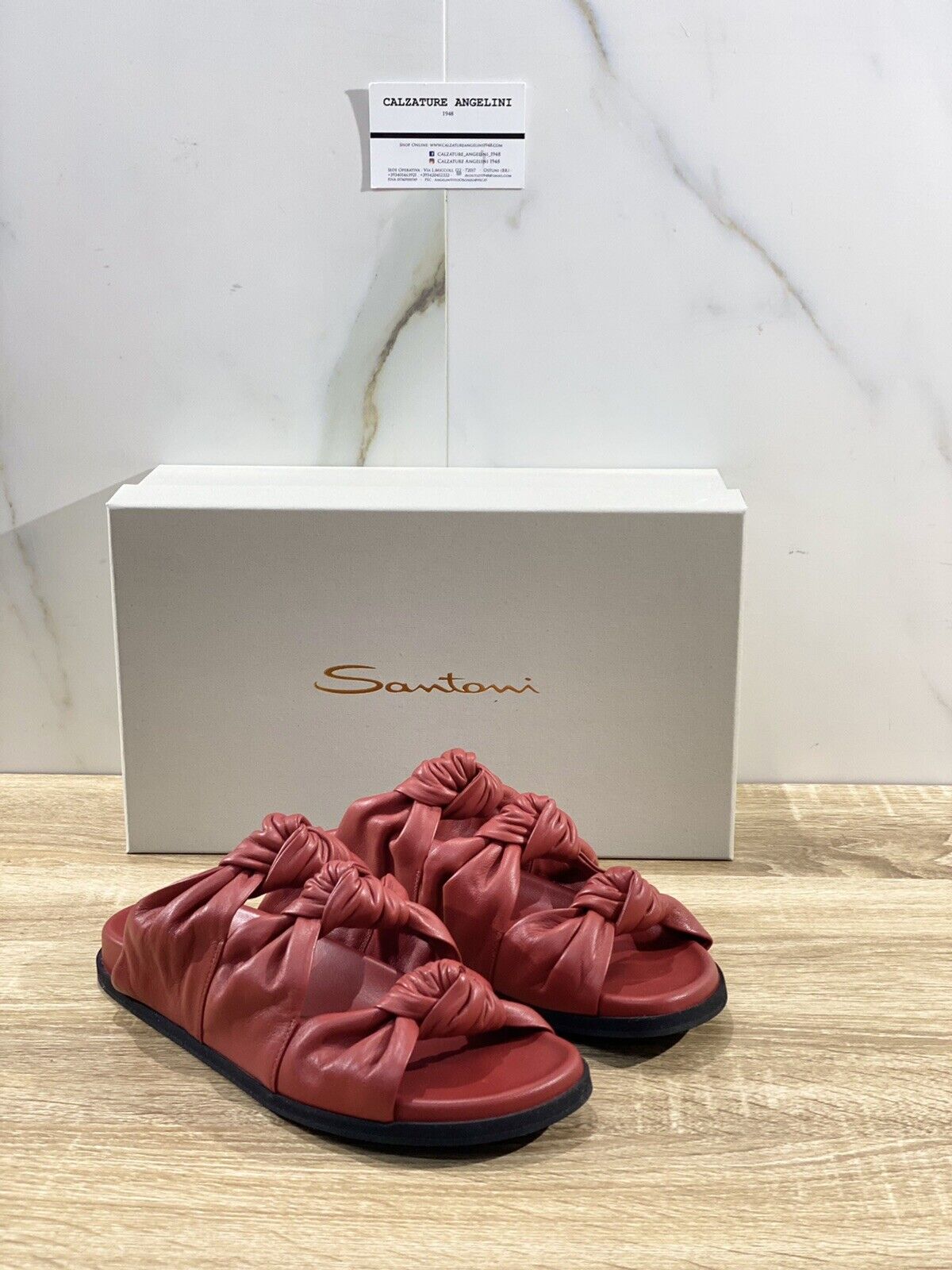 Santoni Sandalo Donna In Pelle Rossa Super Soft Leather Luxury Santoni 36