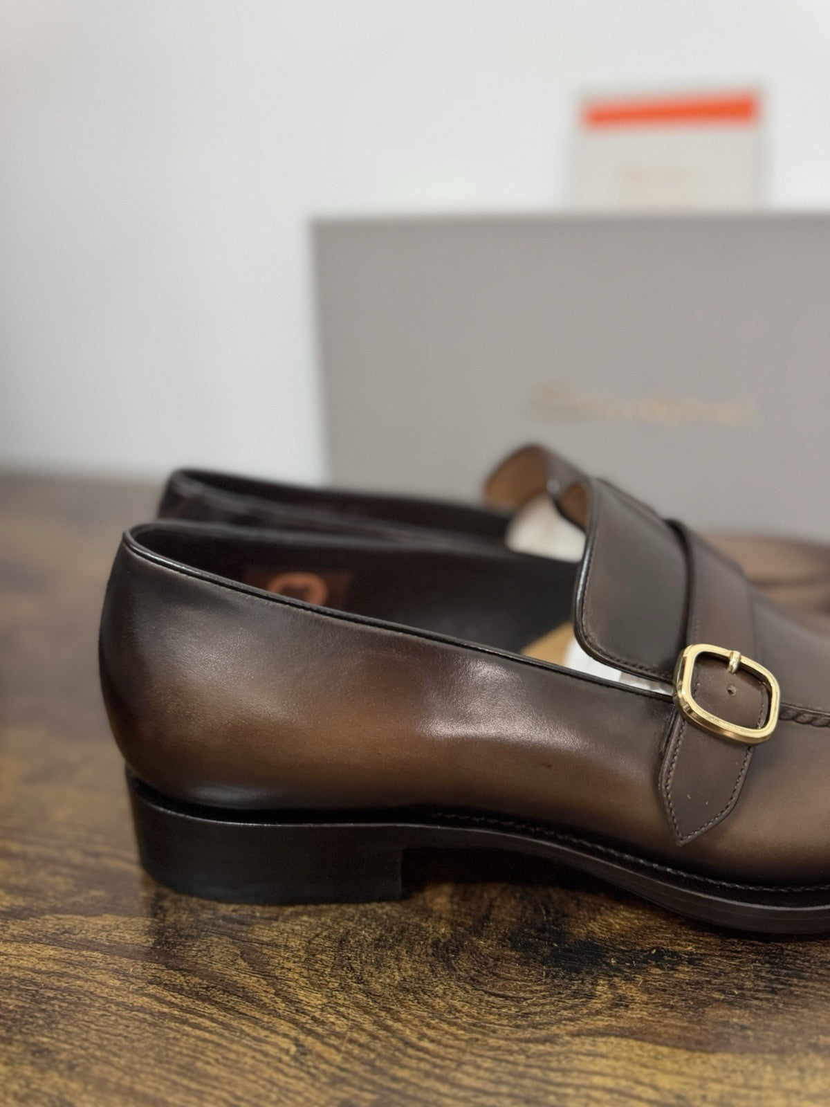 Santoni Mocassino Mono Buckle Goodyear Pelle Anticata Luxury Santoni Scarpa 44
