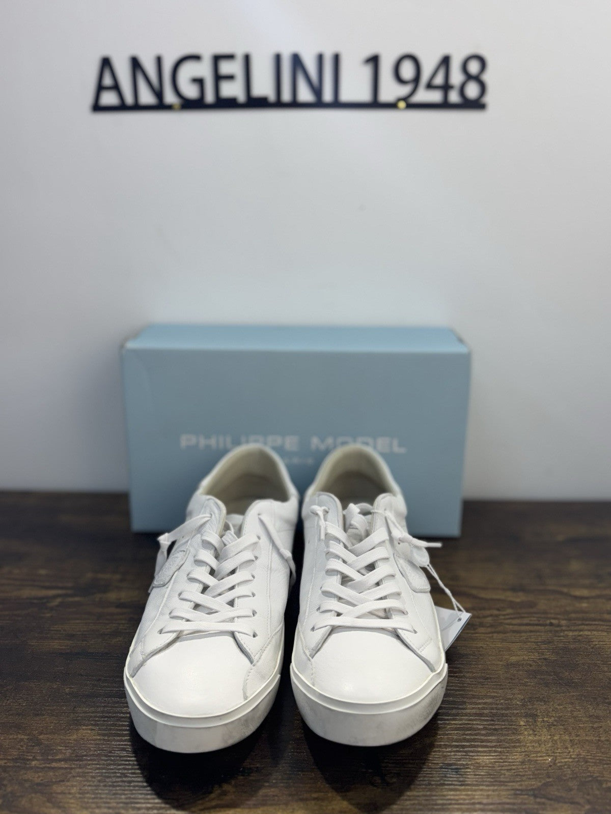 Philippe Model Paris Low Pelle Bianca  Casual Sneaker Uomo 45