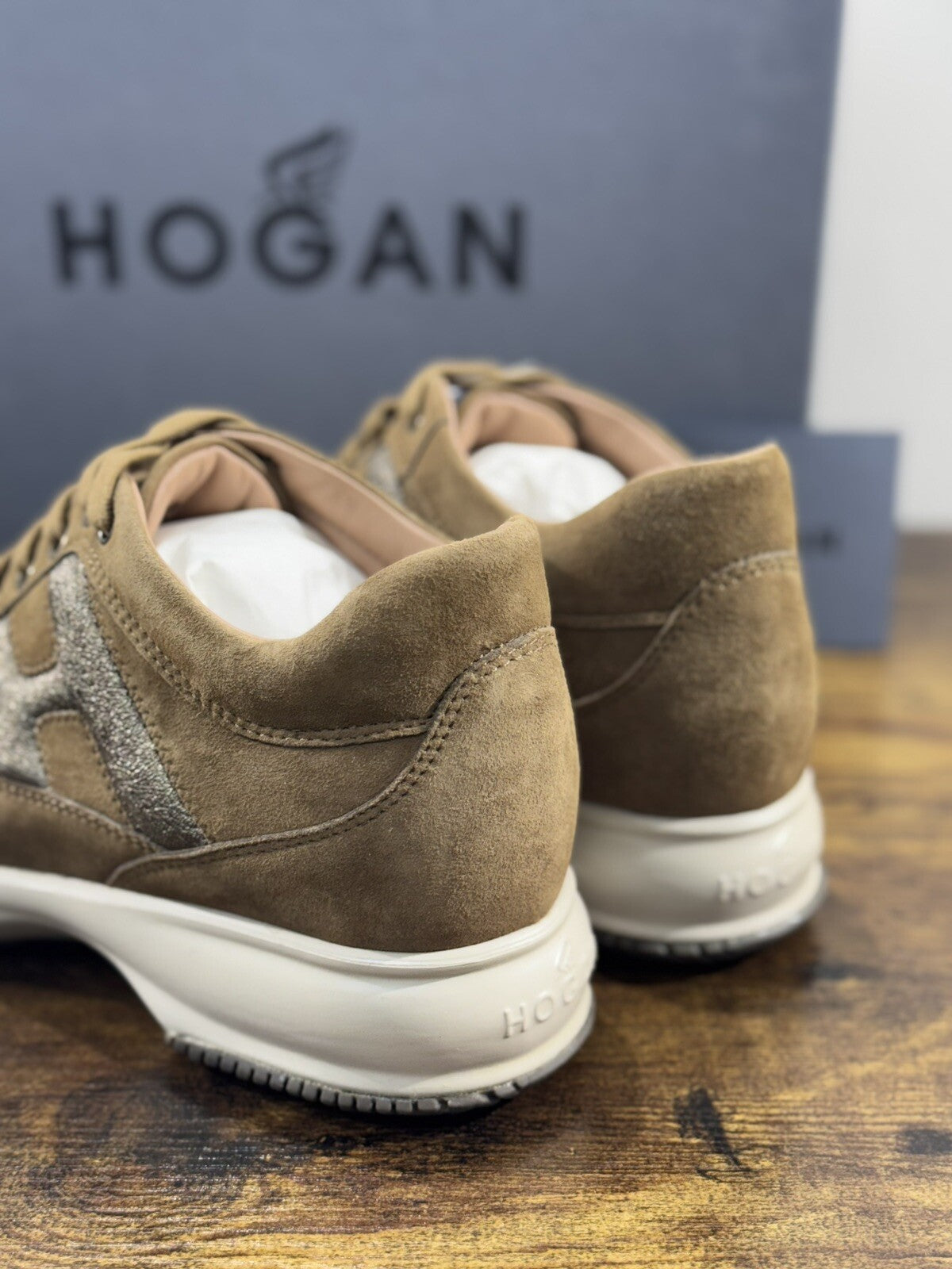 Hogan Interactive Donna Sneaker  H Strass  Suede Cuoio  Luxury Hogan 37