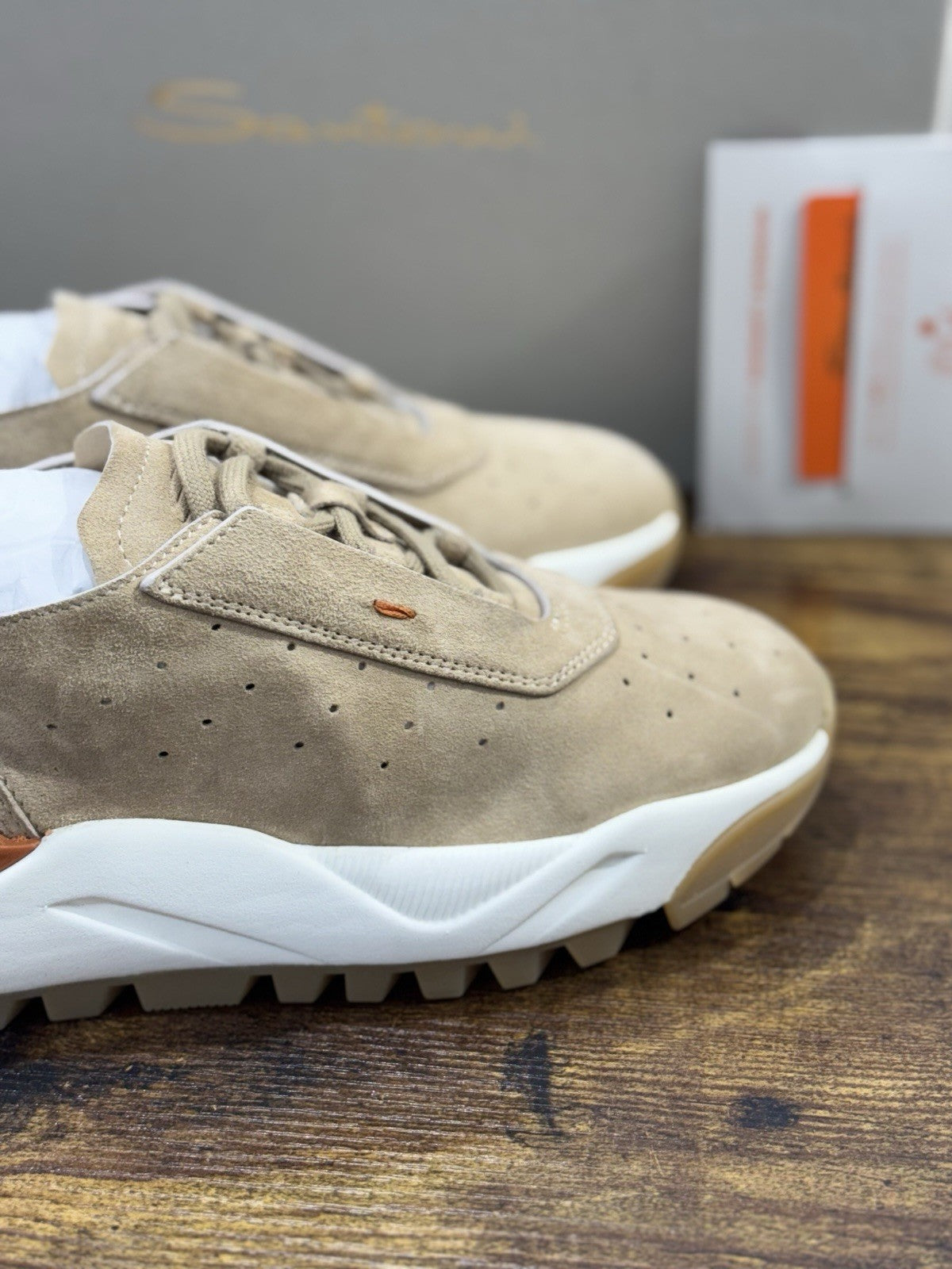 Santoni Innova Sneaker Suede Beige  Luxury Scarpe Santoni Donna 35
