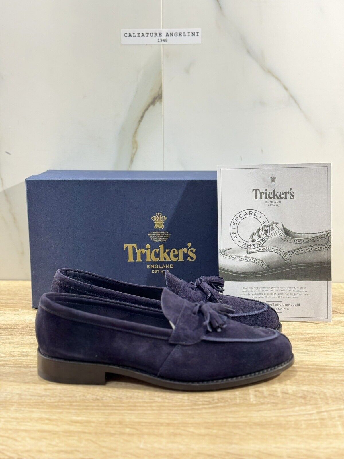 Tricker’s Tassel Loafers Tony Suede Castorino Blu Luxury Men Tricker’s 42