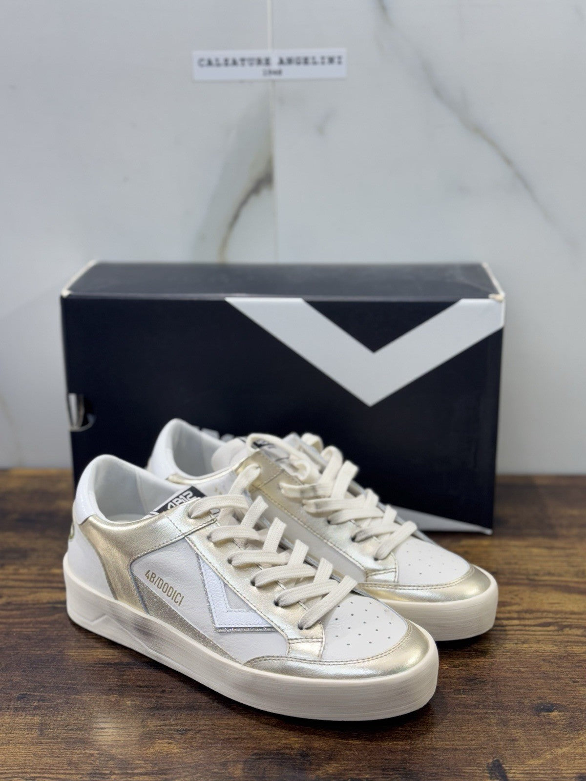 4B12 Sneaker Kyle  Pelle Bianco Casual Sneaker Donna 38