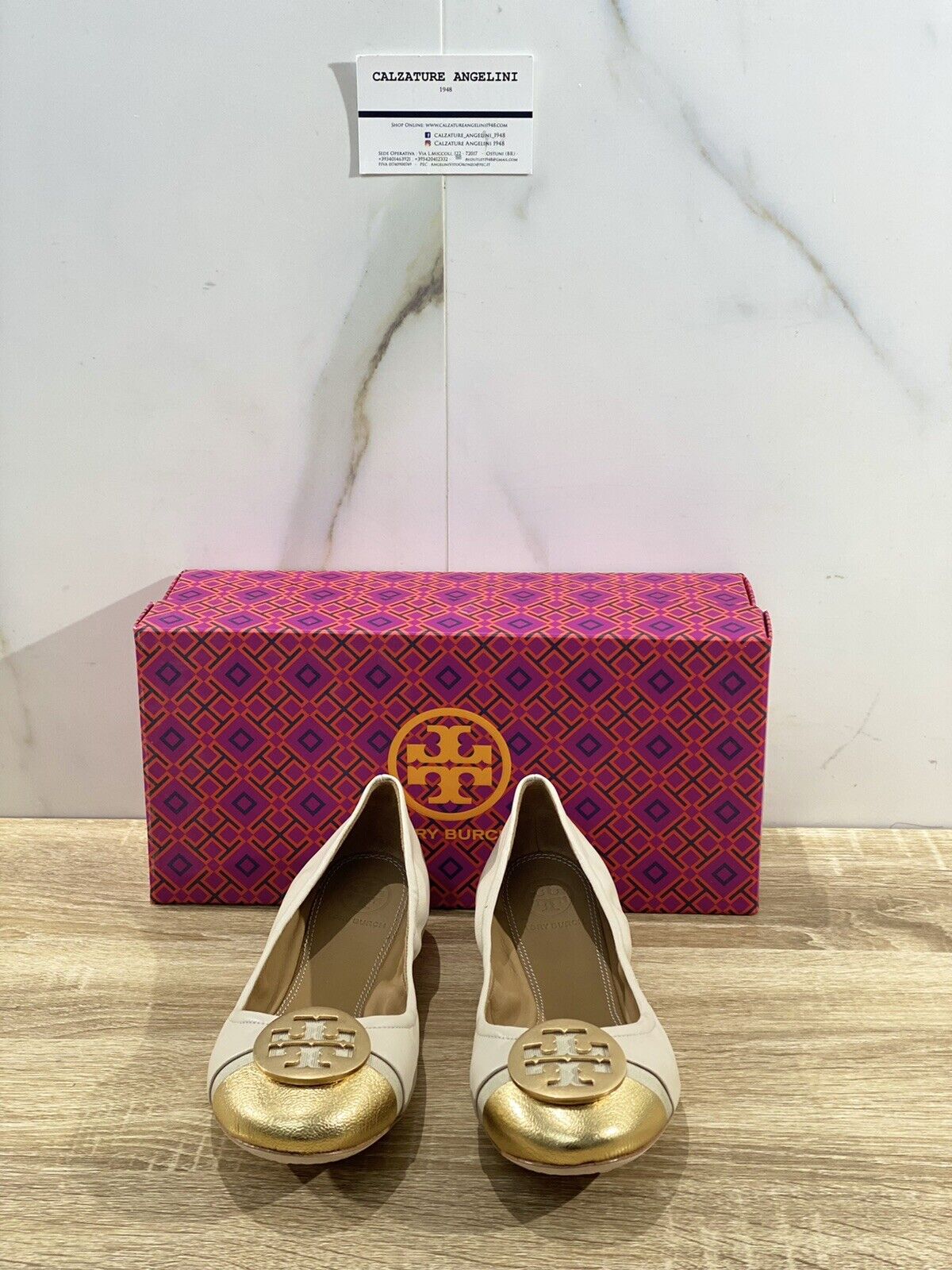 Tory Burch Minnie Cap Toe Ballet In Pelle Latte Luxury Woman Shoes 35.5