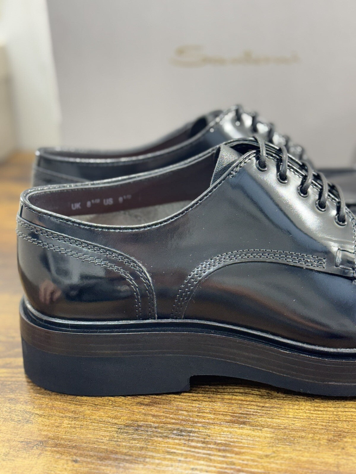Santoni Stringata  Uomo  Pelle Nera  Luxury Men Shoes Santoni 42.5  Extra Light