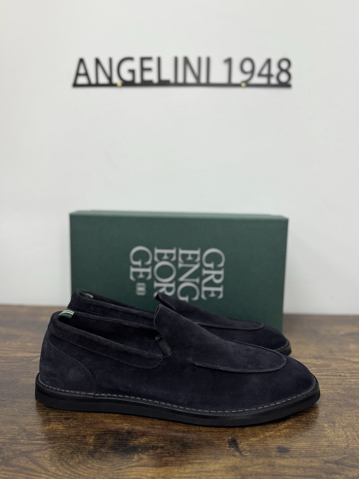 Green George Mocassino Summer Walk  Suede Blu   Handmade In Italy Uomo 45