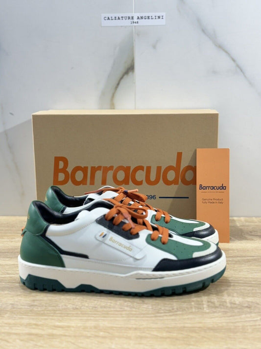 Barracuda Sneaker Uomo Pelle Verde Bianca   Fully Made In Italy  Casual 40