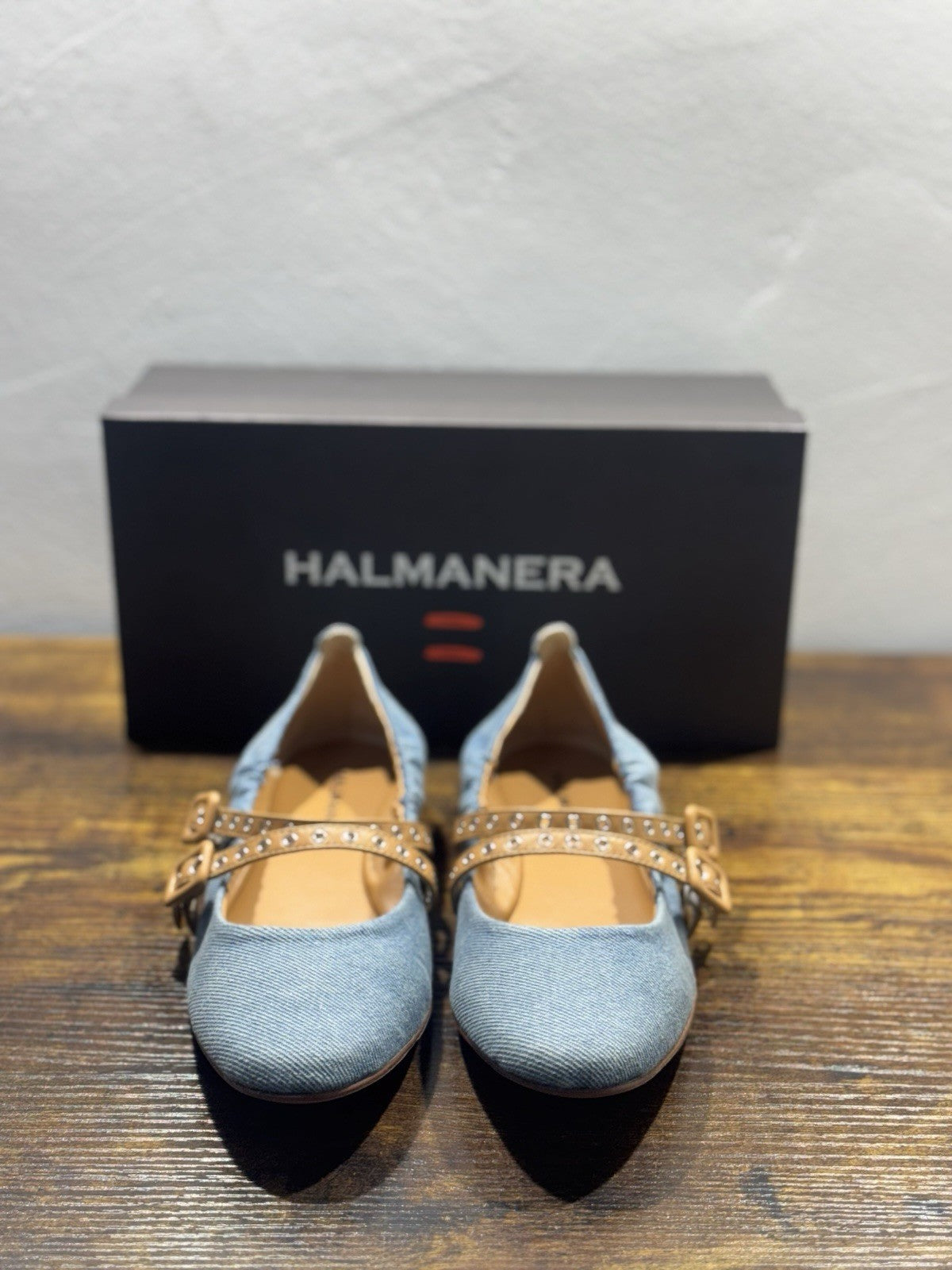 Halmanera Ballerina In Denim E Cuoio Casual Scarpa Donna 40