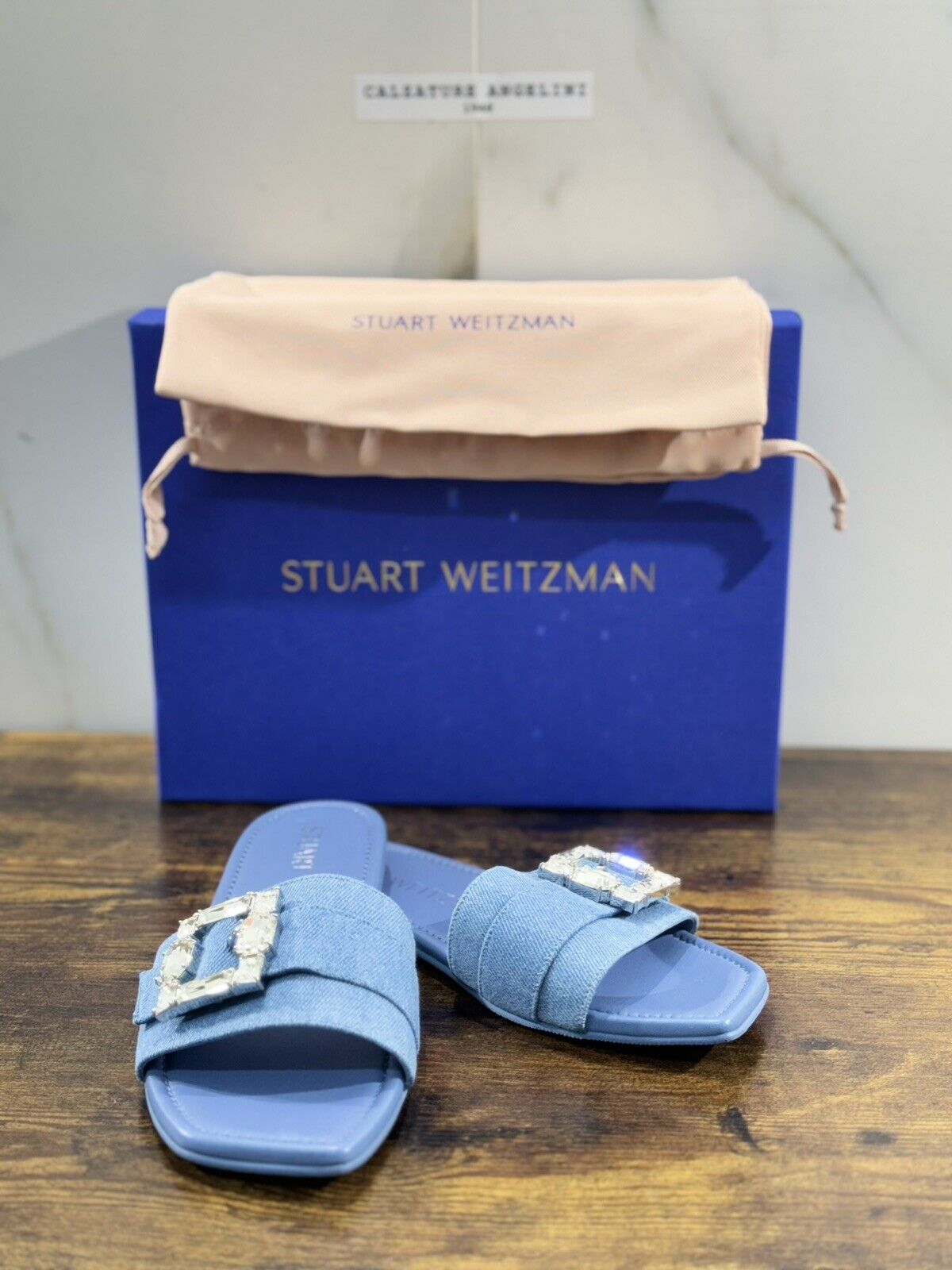 stuart weitzman Saint Tropez Flat  Denim Vintage   Luxury Woman Shoes  38