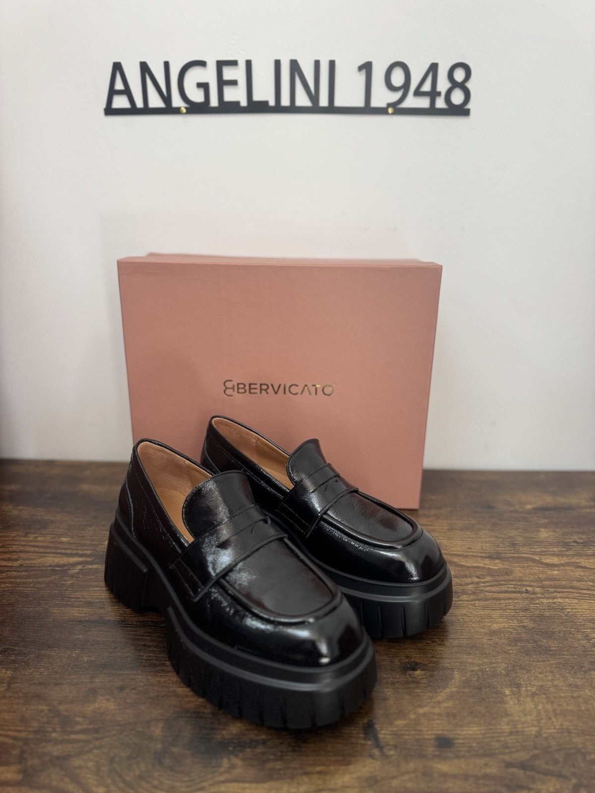 Bervicato Mocassino Pelle Nero Zeppa Extra Light Casual Donna 35