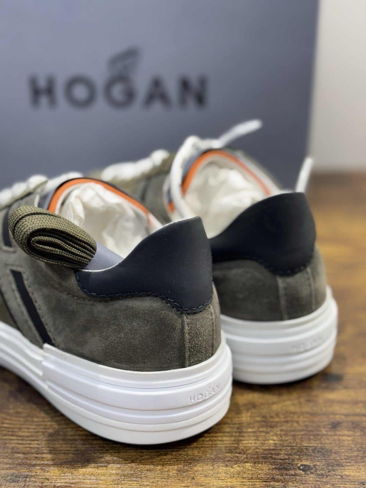 Hogan Rebel  Sneaker  Pelle Nabuk Verdone   Memory Foam   Casual    Uomo 41.5