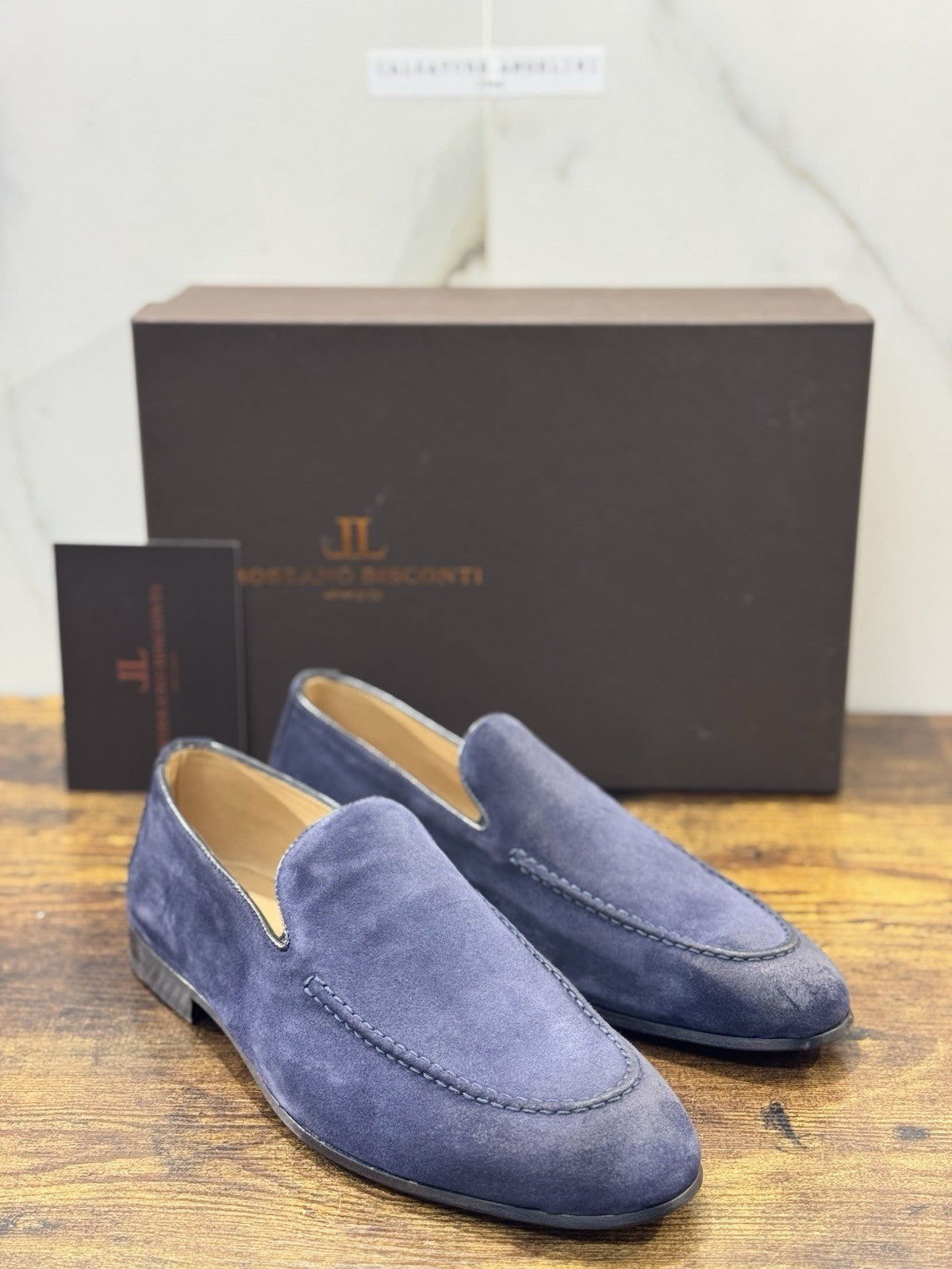 Rossano Bisconti Mocasisno  Uomo  Suede Blu    Fully Made In Italy 41