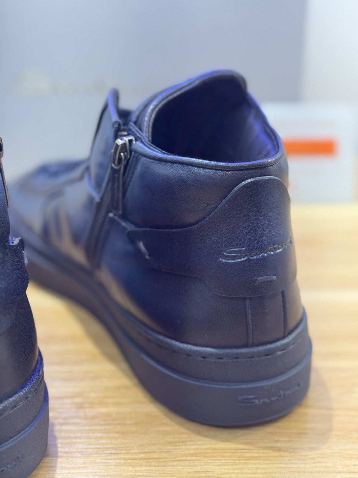 Santoni Icon  High Sneaker Pelle   Blu  Luxury Santoni Scarpa Uomo 43